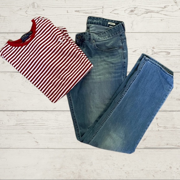 Calvin Klein Men’s Slim Straight Faded Jeans - Picture 2 of 7